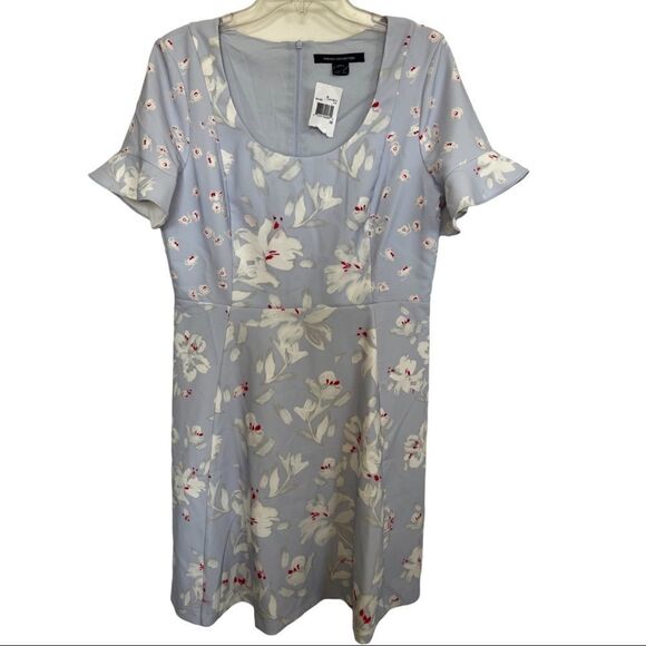 French Connection Light Blue Alba Stretch Floral Dress Size 10 - Picture 2 of 9